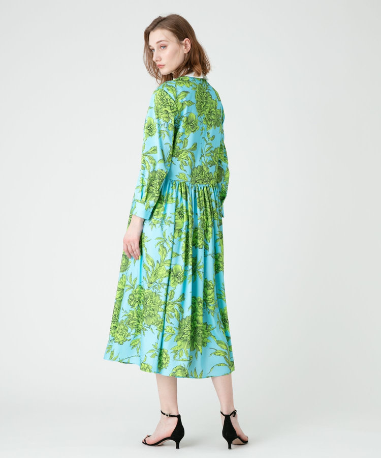 LOULOU WILLOUGHBY 【LOULOU WILLOUGHBY】RATTIフラワープリント衿付きワンピース ブルー系 (68)