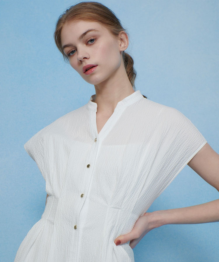 LOULOU WILLOUGHBY ◇【LOULOU WILLOUGHBY】リップルタックワンピース ホワイト (01)
