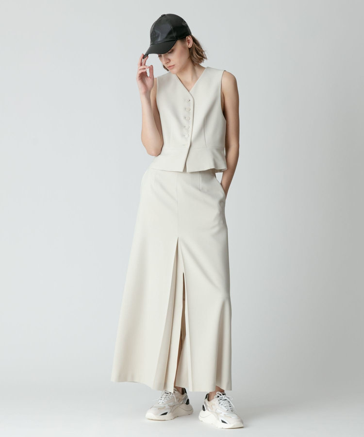 allureville 【セットアップ対応可能】ギャバダブルスリットスカート ベージュ (11)