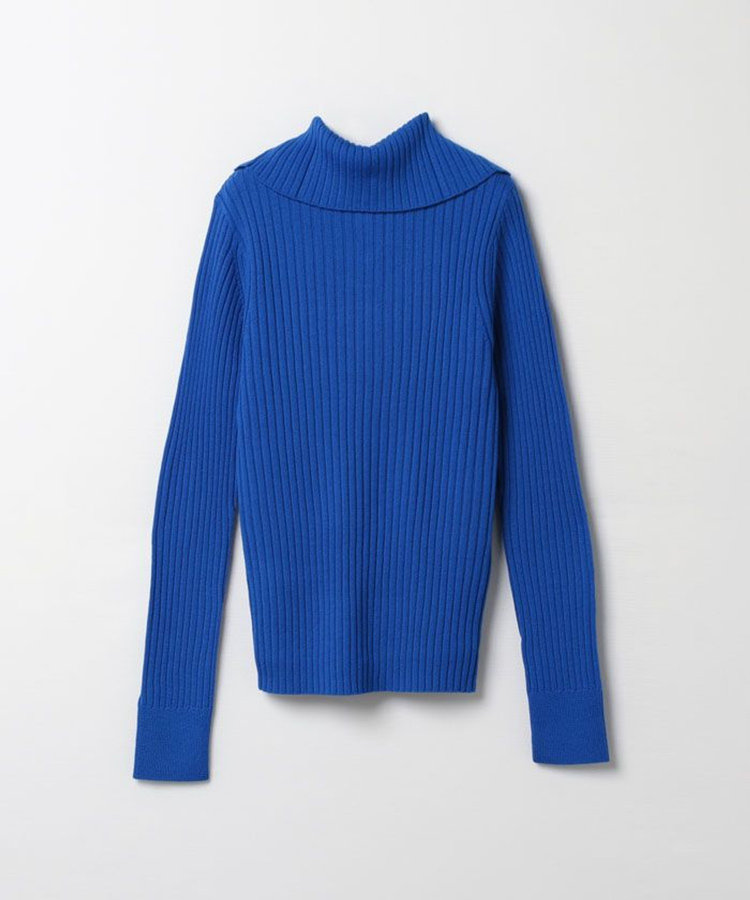 allureville 釦ディティール2WAY ネックリブプルオーバー ブルー (61)