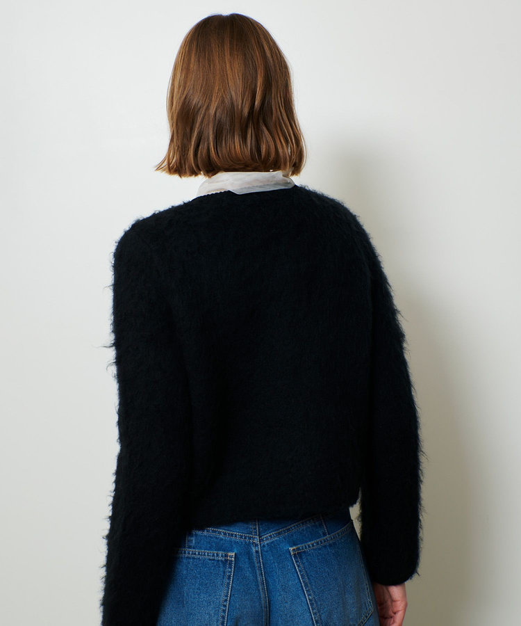allureville シャギーニットカーディガン ブラック (95)