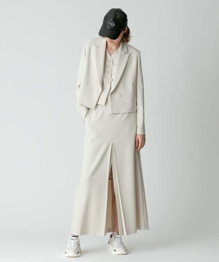 allureville 【セットアップ対応可能】ギャバダブルスリットスカート ベージュ (11)