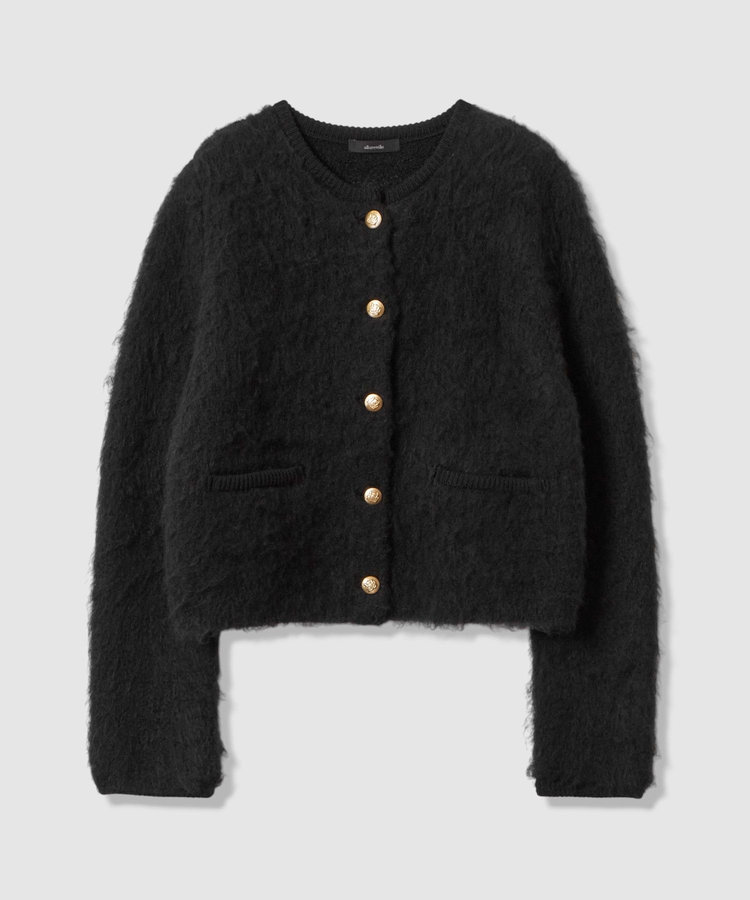 allureville シャギーニットカーディガン ブラック (95)