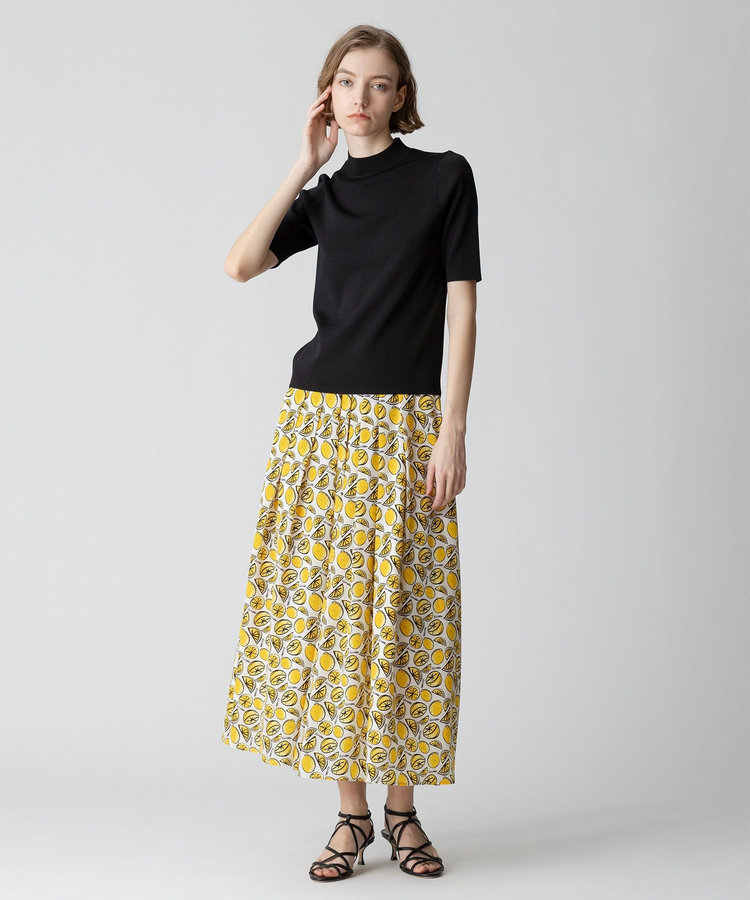 allureville ◇総針モックネック5分袖プルオーバー ブラック (95)