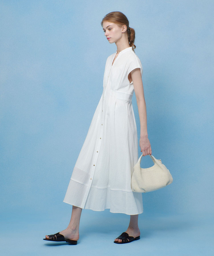 LOULOU WILLOUGHBY ◇【LOULOU WILLOUGHBY】リップルタックワンピース ホワイト (01)