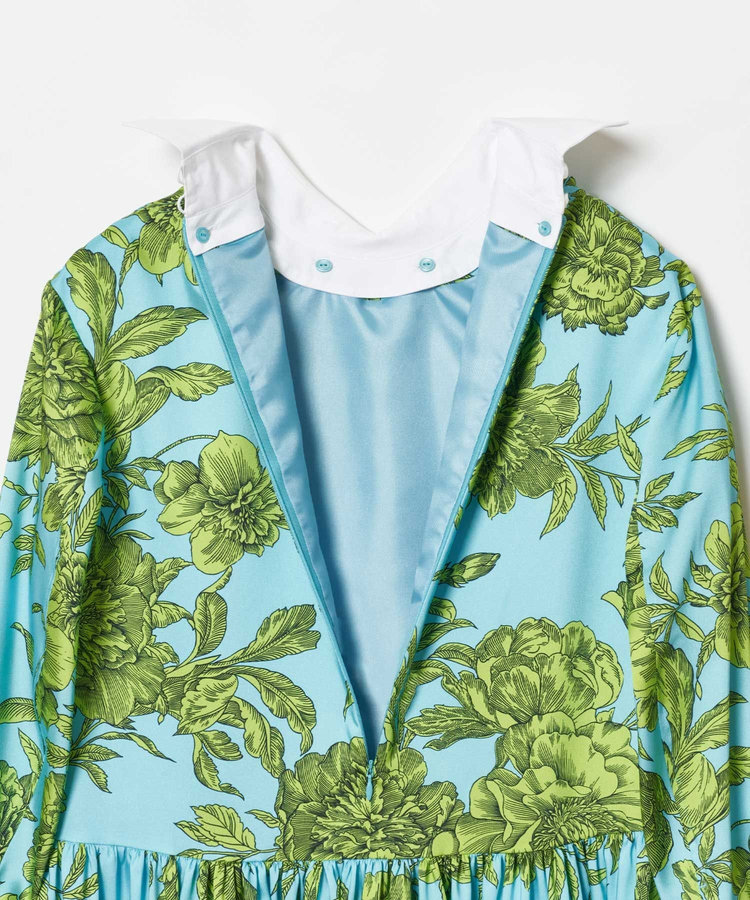 LOULOU WILLOUGHBY 【LOULOU WILLOUGHBY】RATTIフラワープリント衿付きワンピース ブルー系 (68)