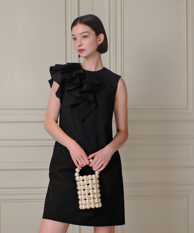 LOULOU WILLOUGHBY 【LOULOU WILLOUGHBY】アシメフリルワンピース ブラック (95)