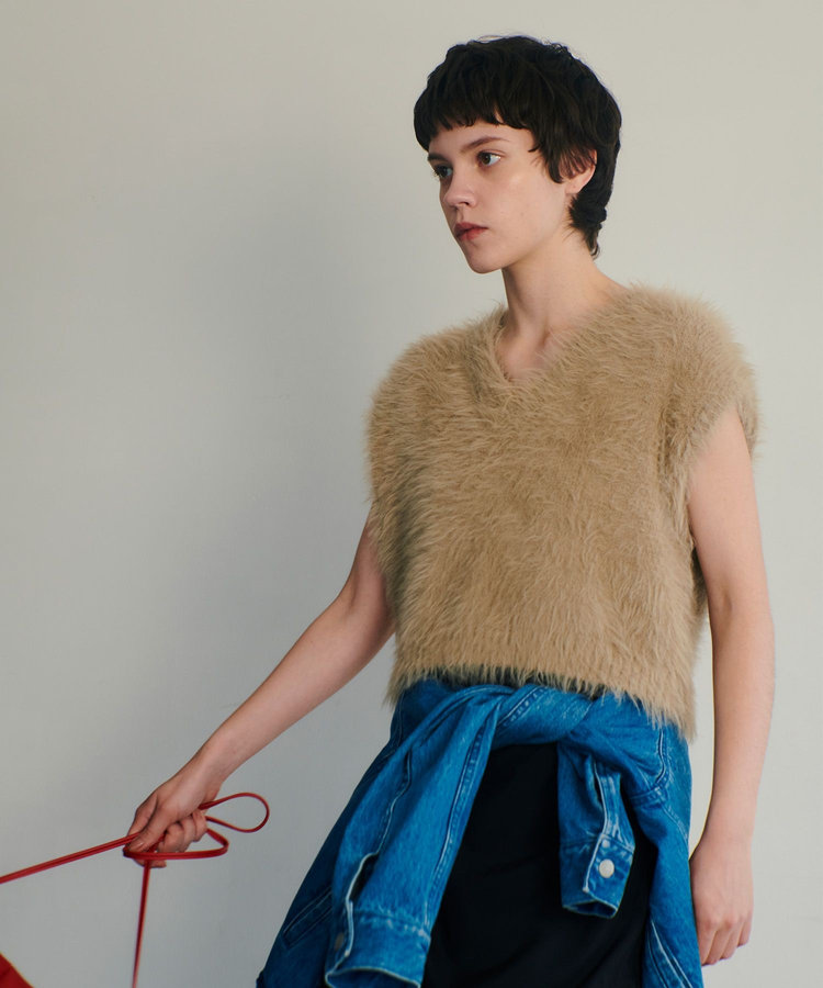 allureville シャギーオーバー2WAYベスト ベージュ (11)