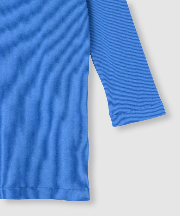 allureville テレコ3/4スリーブボートネックプルオーバー ブルー (61)