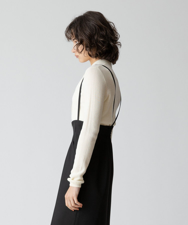 allureville ランダムストライプニットポロ アイボリー (04)