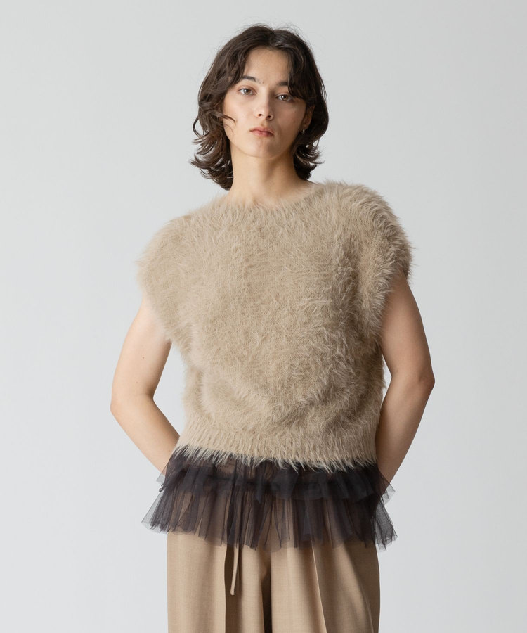 allureville シャギーオーバー2WAYベスト ベージュ (11)