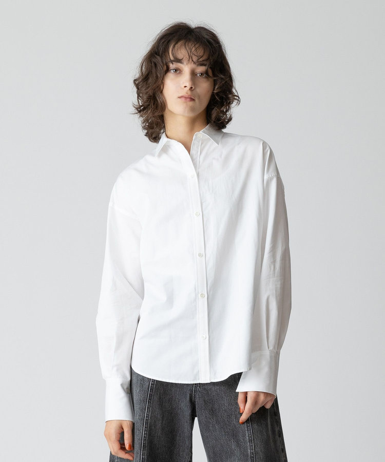 allureville コットンデザインスリーブブラウス ホワイト (01)