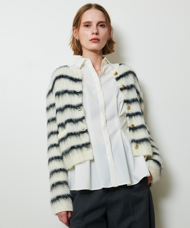 allureville シャギーニットカーディガン ブラック系 (98)