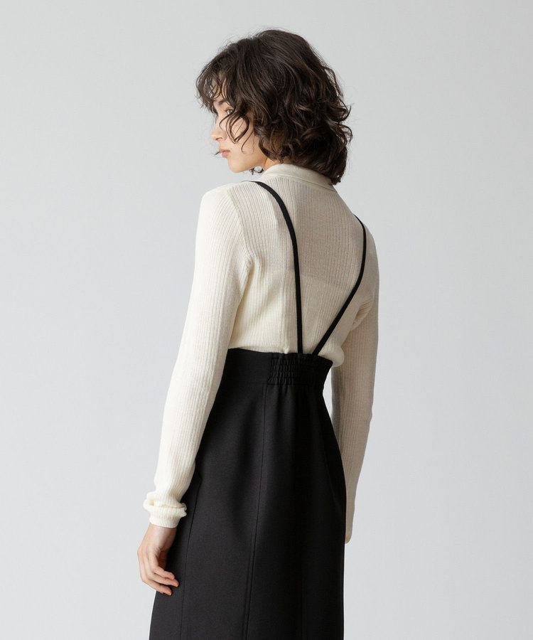 allureville ランダムストライプニットポロ アイボリー (04)