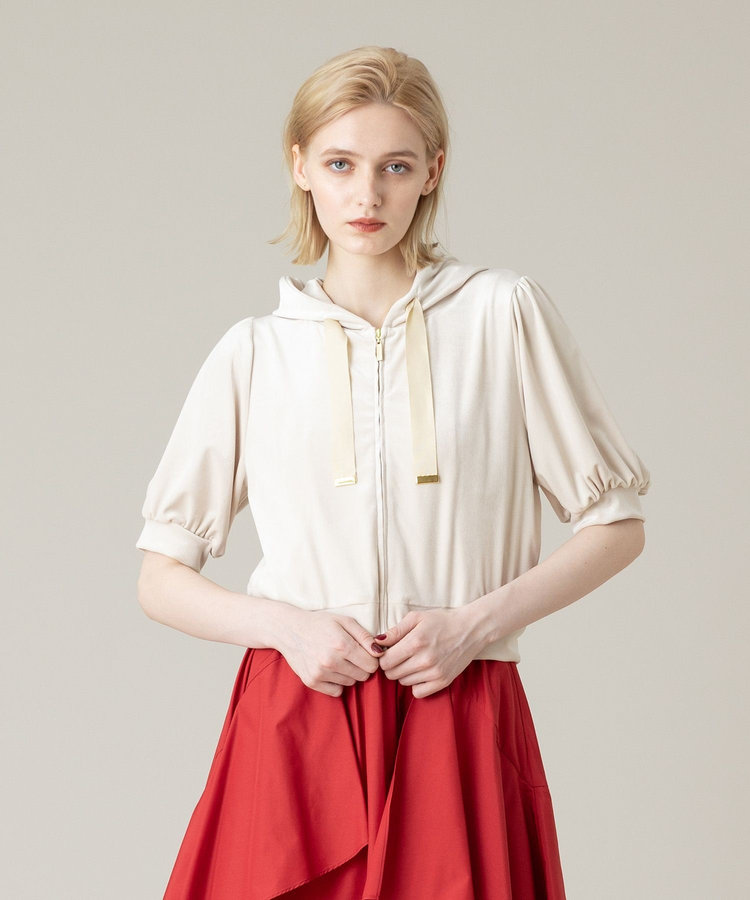 LOULOU WILLOUGHBY 【LOULOU WILLOUGHBY】ベロアプチフーディー ライトベージュ (12)