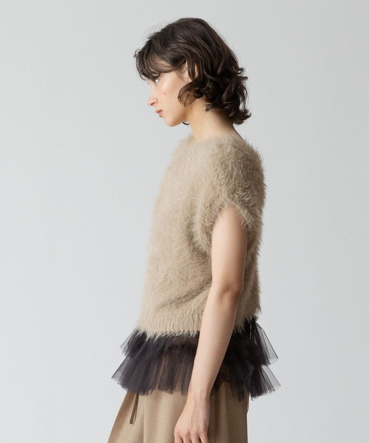 allureville シャギーオーバー2WAYベスト ベージュ (11)