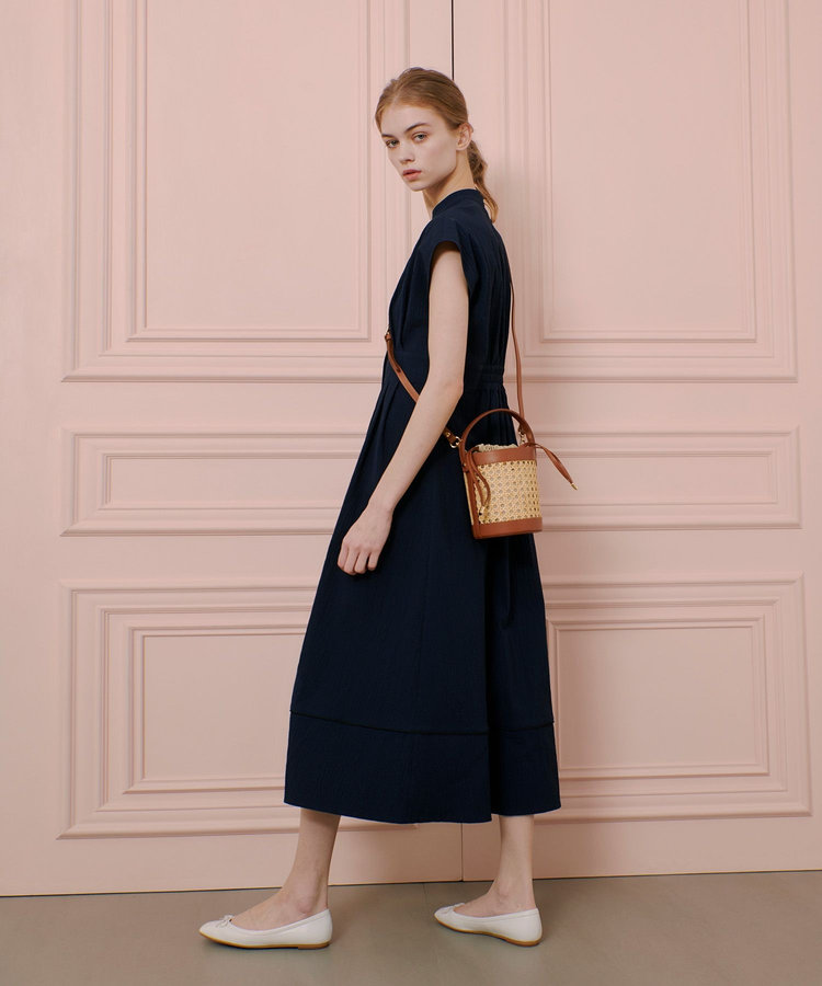 LOULOU WILLOUGHBY ◇【LOULOU WILLOUGHBY】リップルタックワンピース ネイビー (65)