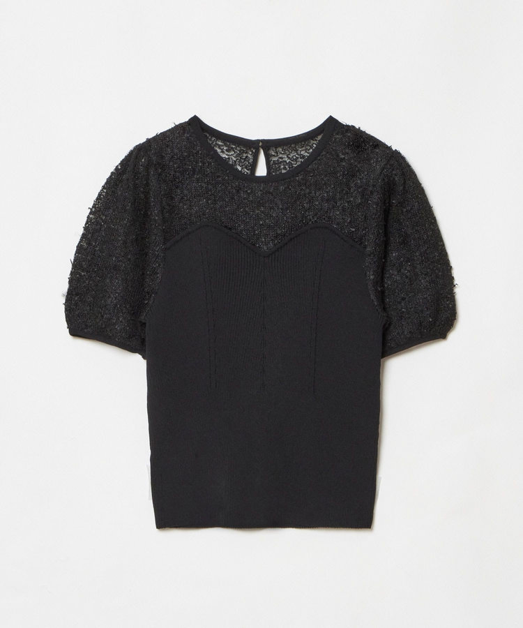 LOULOU WILLOUGHBY 【LOULOU WILLOUGHBY】レーシーニットビスチェプルオーバー ブラック (95)