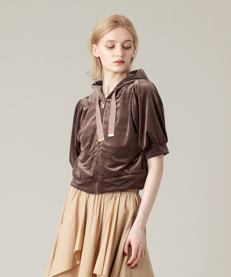 LOULOU WILLOUGHBY 【LOULOU WILLOUGHBY】ベロアプチフーディー モカ (85)