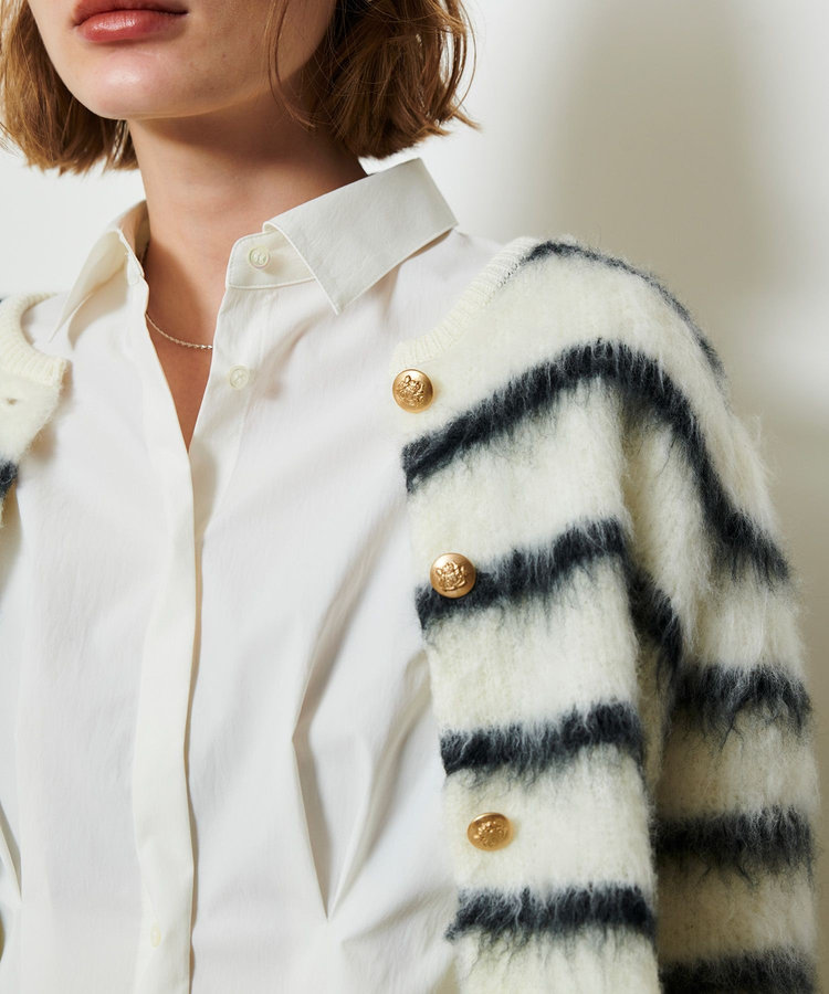 allureville シャギーニットカーディガン ブラック系 (98)