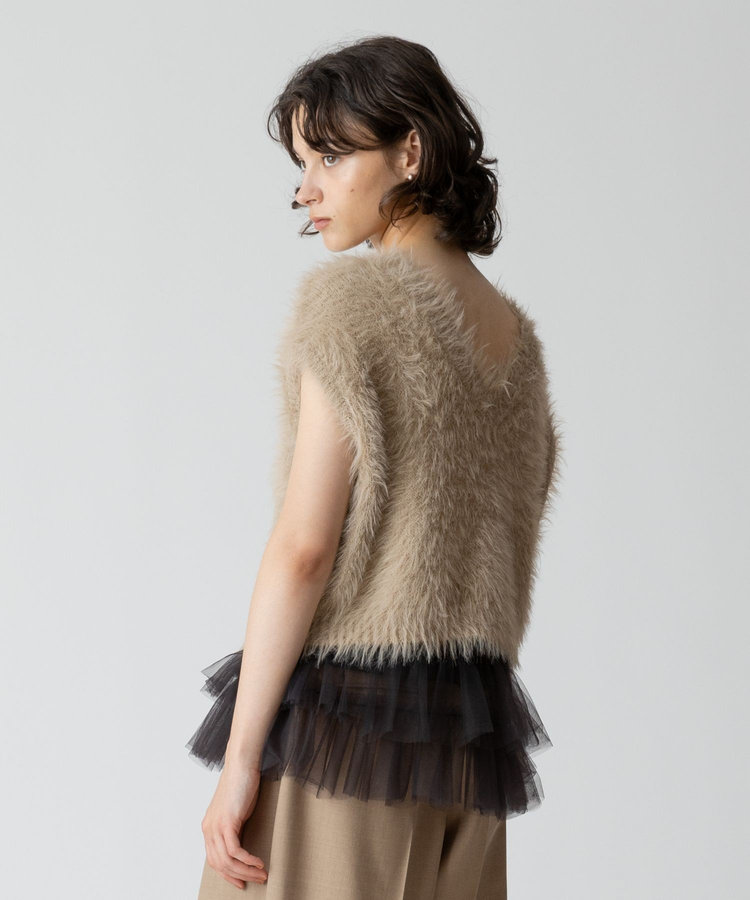 allureville シャギーオーバー2WAYベスト ベージュ (11)