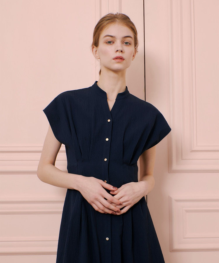 LOULOU WILLOUGHBY ◇【LOULOU WILLOUGHBY】リップルタックワンピース ネイビー (65)