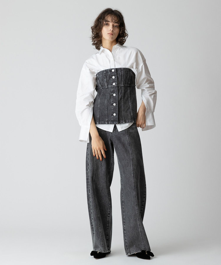 allureville コットンデザインスリーブブラウス ホワイト (01)