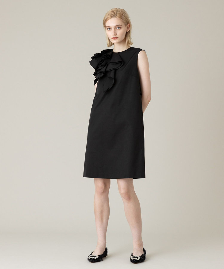 LOULOU WILLOUGHBY 【LOULOU WILLOUGHBY】アシメフリルワンピース ブラック (95)