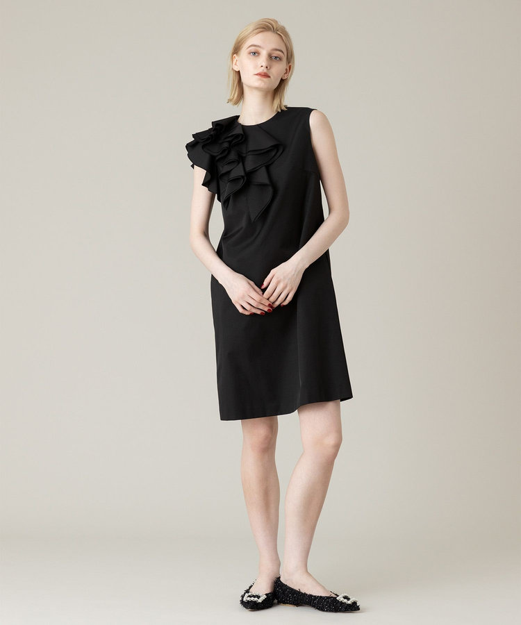 LOULOU WILLOUGHBY 【LOULOU WILLOUGHBY】アシメフリルワンピース ブラック (95)