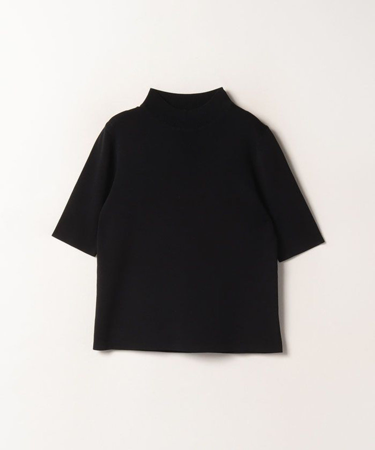 allureville 総針モックネック5分袖プルオーバー ブラック (95)