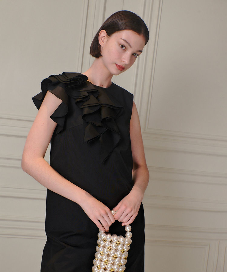 LOULOU WILLOUGHBY 【LOULOU WILLOUGHBY】アシメフリルワンピース ブラック (95)