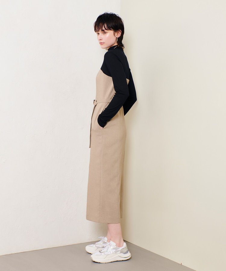 allureville スラブオックステレコドッキングワンピース ベージュ (11)