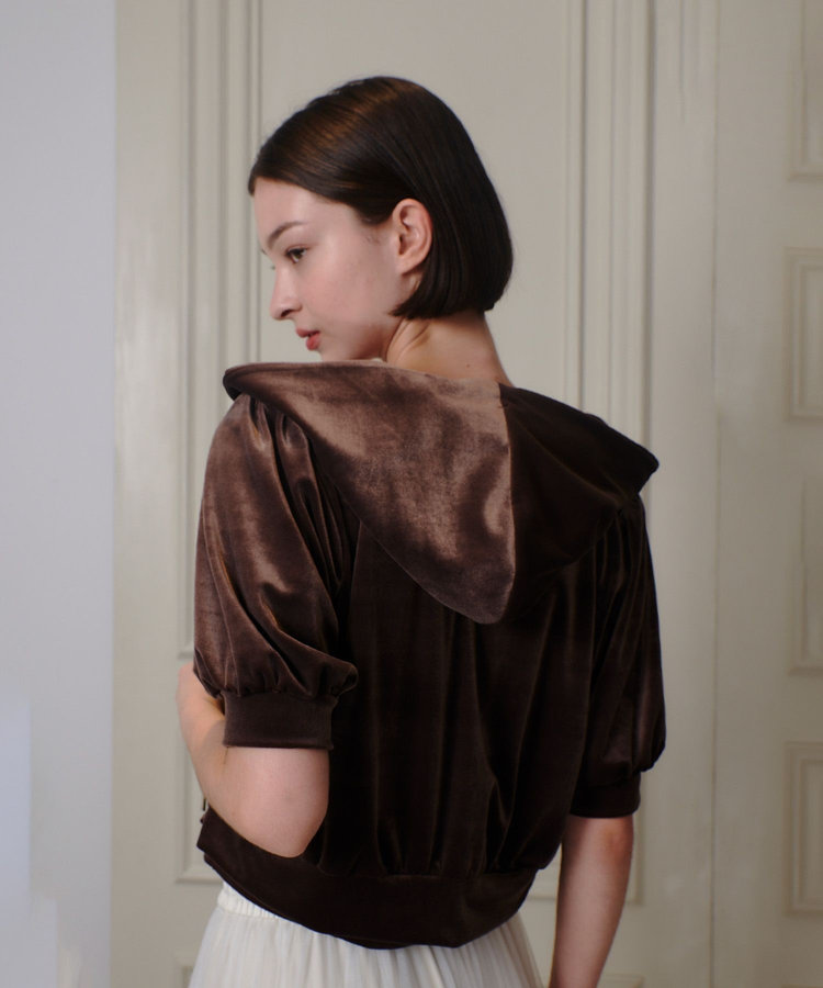 LOULOU WILLOUGHBY 【LOULOU WILLOUGHBY】ベロアプチフーディー モカ (85)