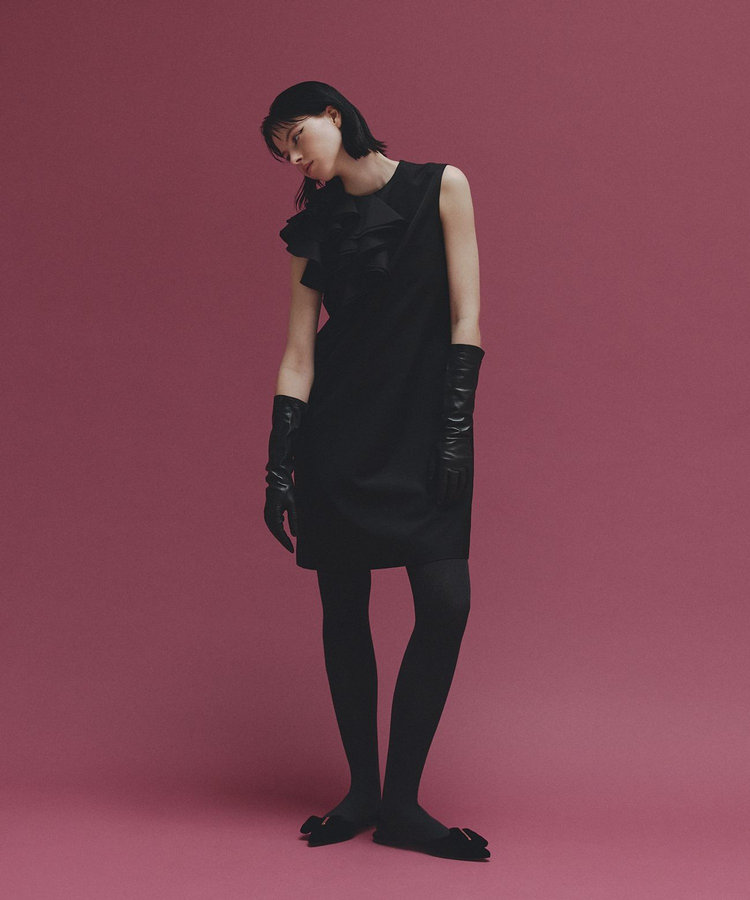 LOULOU WILLOUGHBY 【LOULOU WILLOUGHBY】アシメフリルワンピース ブラック (95)