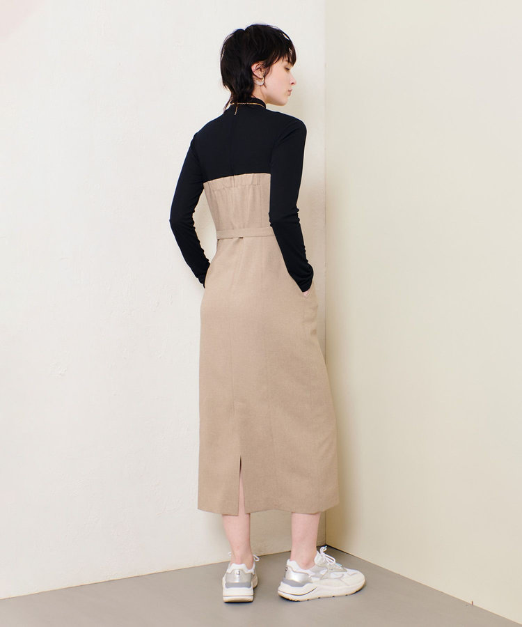 allureville スラブオックステレコドッキングワンピース ベージュ (11)