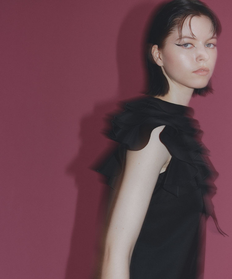 LOULOU WILLOUGHBY 【LOULOU WILLOUGHBY】アシメフリルワンピース ブラック (95)