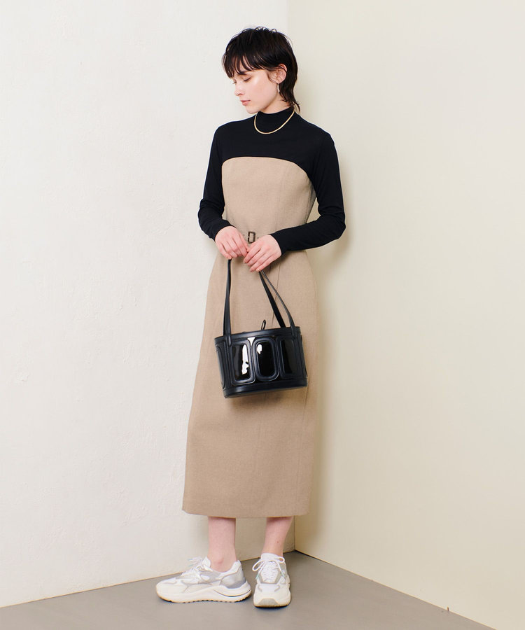 allureville スラブオックステレコドッキングワンピース ベージュ (11)