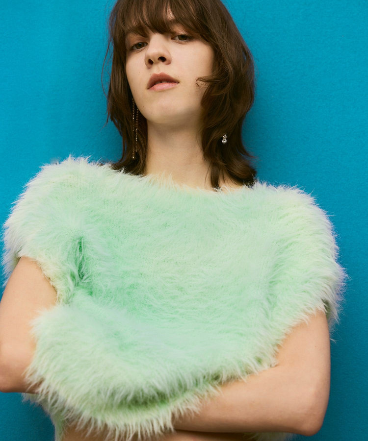 allureville シャギーオーバー2WAYベスト ミントグリーン (73)