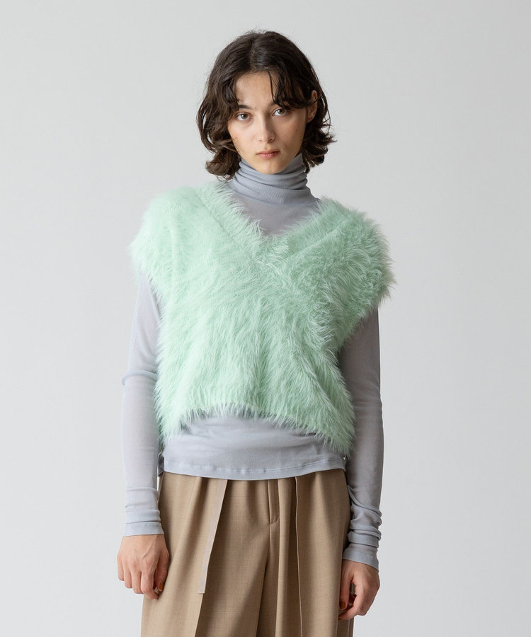 allureville シャギーオーバー2WAYベスト ミントグリーン (73)