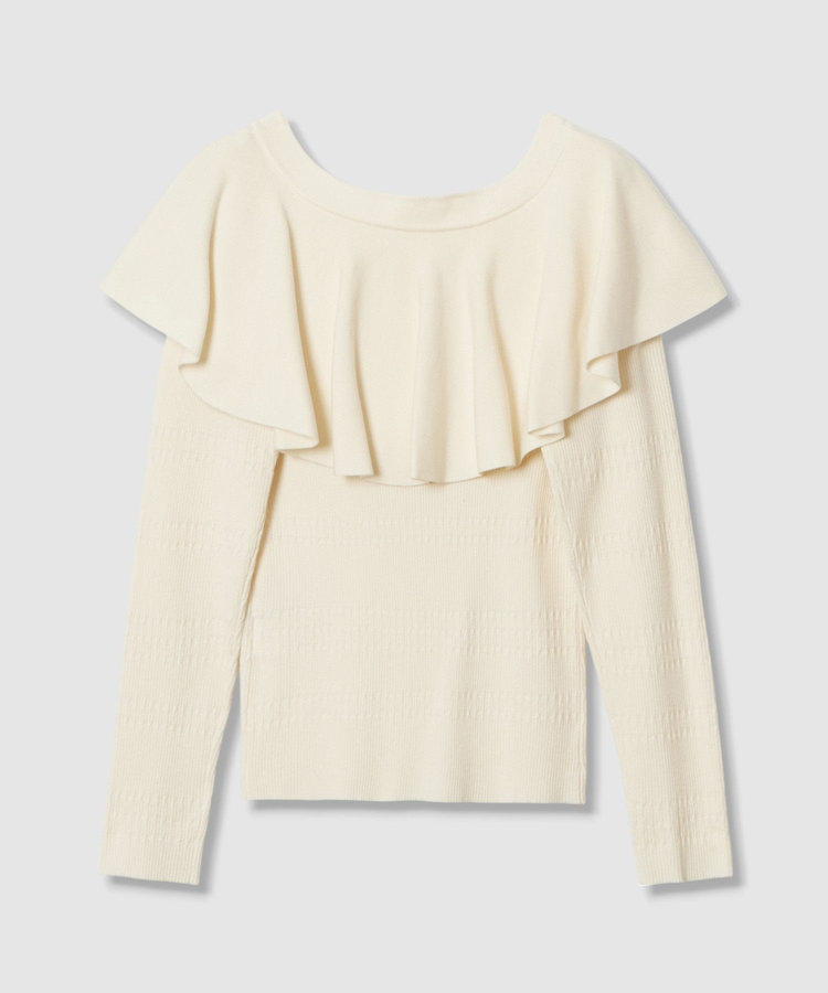 LOULOU WILLOUGHBY 【LOULOU WILLOUGHBY】ラッフルオフショルプルオーバー オフホワイト (02)