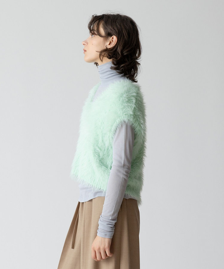 allureville シャギーオーバー2WAYベスト ミントグリーン (73)