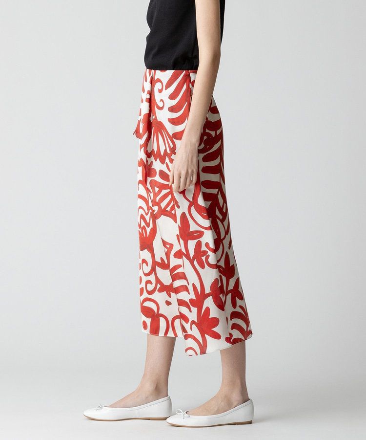 allureville ペインティングフラワープリントスカート レッド (43)
