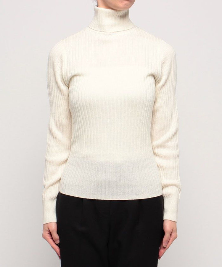 allureville 釦ディティール2WAY ネックリブプルオーバー アイボリー (04)