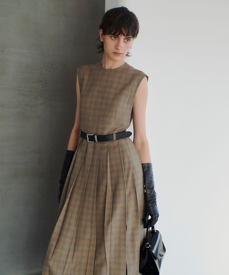 allureville 【allureville×otona MUSE】TRトロサイドスリットプリーツワンピース ブラウン (81)