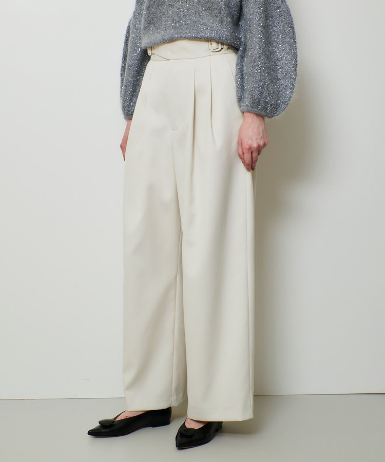 allureville ウールサテンハイウエストパンツ アイボリー (04)