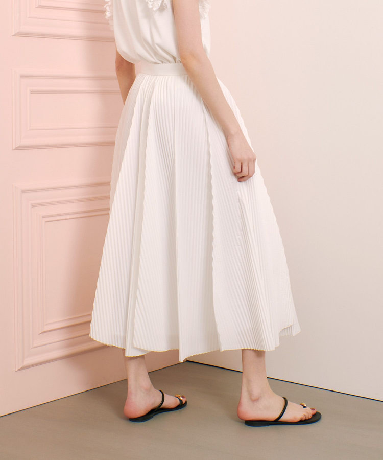 LOULOU WILLOUGHBY 【LOULOU WILLOUGHBY】ランダムアコーディオンプリーツスカート ホワイト (01)