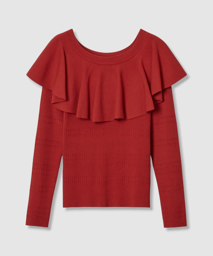LOULOU WILLOUGHBY 【LOULOU WILLOUGHBY】ラッフルオフショルプルオーバー レッド (43)