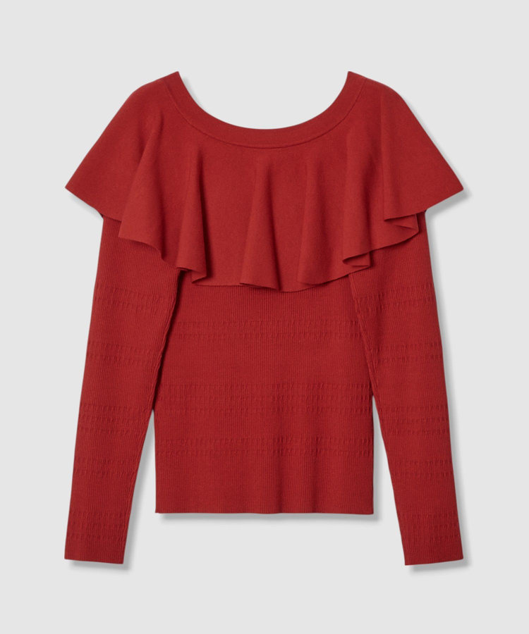 LOULOU WILLOUGHBY 【LOULOU WILLOUGHBY】ラッフルオフショルプルオーバー レッド (43)