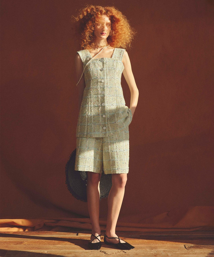 LOULOU WILLOUGHBY 【LOULOU WILLOUGHBY】LINTONツイードハーフパンツ ブルー系 (68)