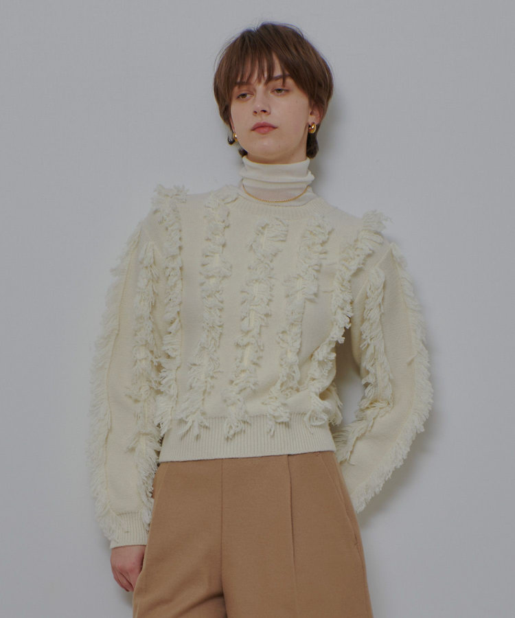 allureville フリンジシャギー２WAYプルオーバー オフホワイト (02)